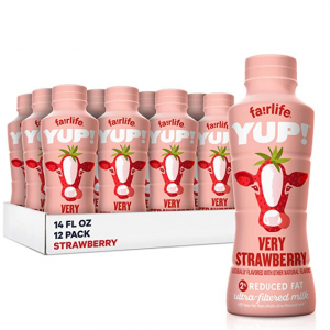 fairlife YUP! 草莓口味低脂牛奶 14 fl oz 12瓶装，原味、巧克力均补货 @ Amazon