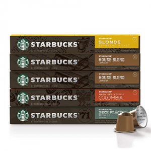 星巴克 Nespresso 轻中度烘焙咖啡胶囊，50颗混合口味装 @ Amazon