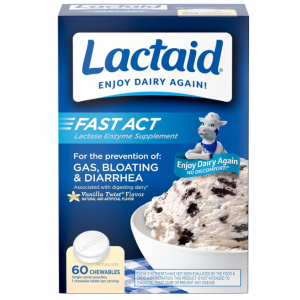 Lactaid 乳糖酶酵素咀嚼片 60粒 香草口味 @ Amazon