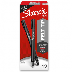 SHARPIE 极细签字笔 0.4mm 黑色 12支 @ Amazon