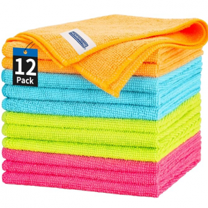 HOMERHYME 超细纤维清洁毛巾 12件 @ Amazon